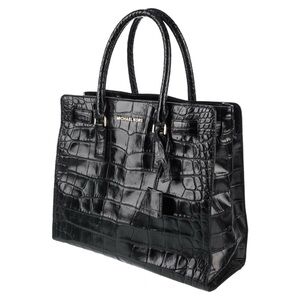MICHAEL MICHAEL KORS Embossed Croc Print Leather Tote Bag black